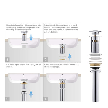 Pop Up Drain Stopper for Bathroom with Overflow - Full Cover
