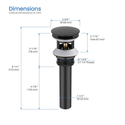 Pop Up Drain Stopper for Bathroom with Overflow - Full Cover