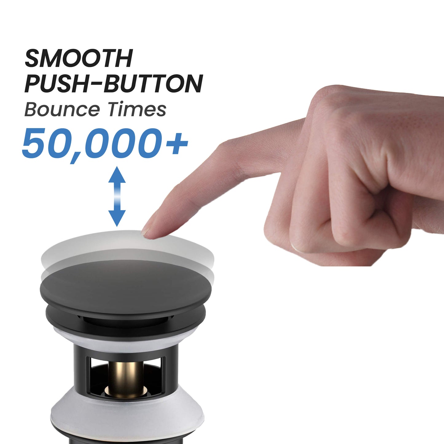 Pop Up Drain Stopper for Bathroom with Overflow - Full Cover