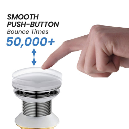 Pop Up Drain Stopper for Bathroom without Overflow - Full Cover