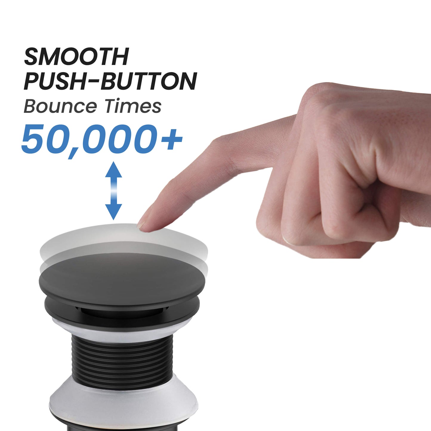 Pop Up Drain Stopper for Bathroom without Overflow - Full Cover