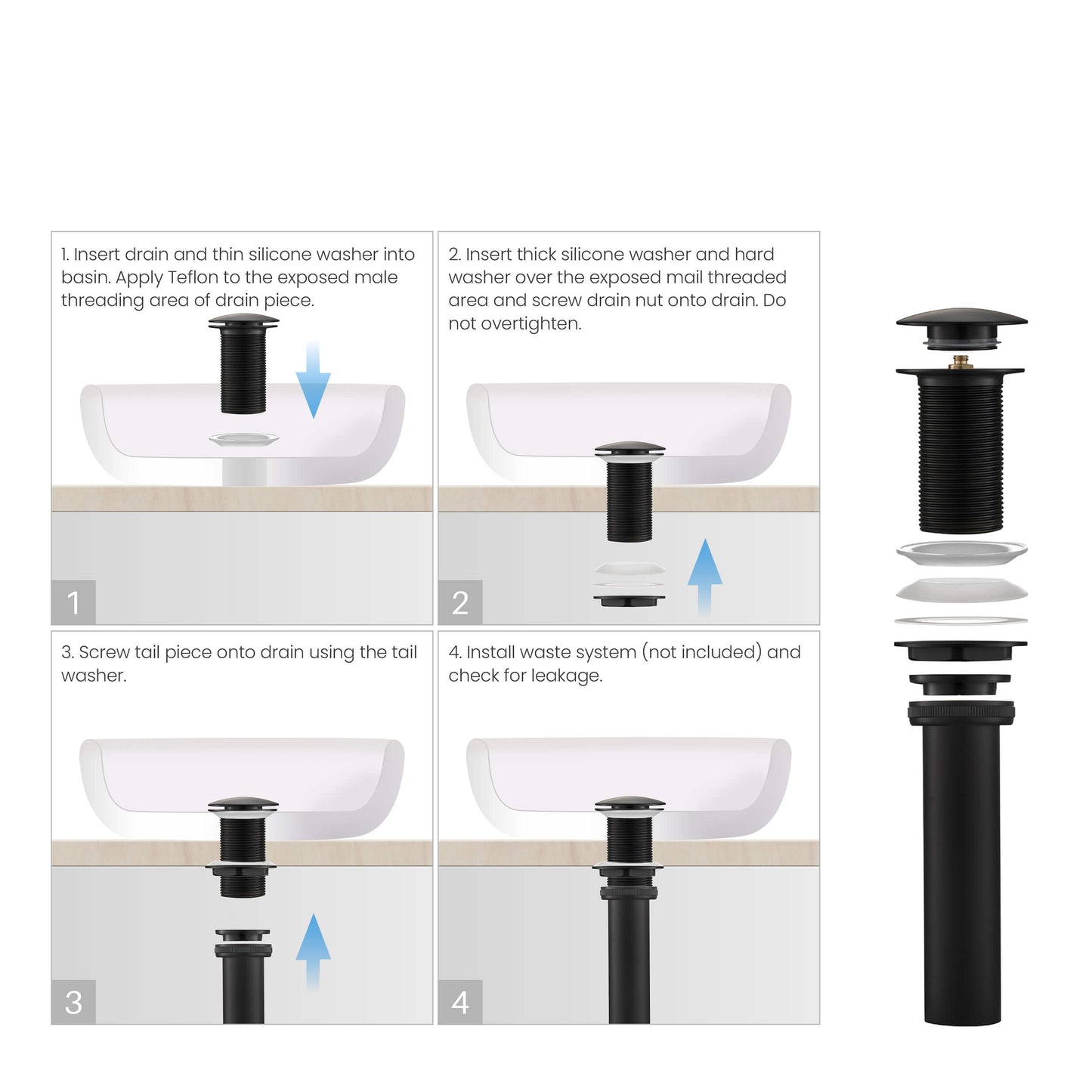 Pop Up Drain Stopper for Bathroom without Overflow - Full Cover