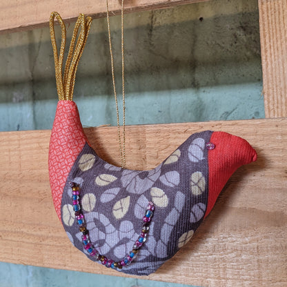 Upcycled Sari Bird Ornaments