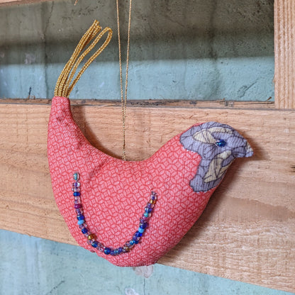 Upcycled Sari Bird Ornaments