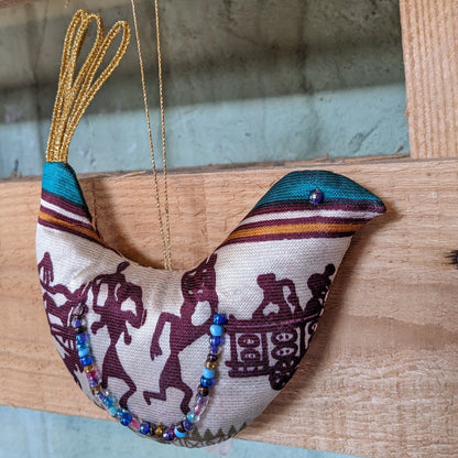 Upcycled Sari Bird Ornaments