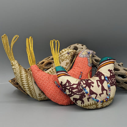 Upcycled Sari Bird Ornaments