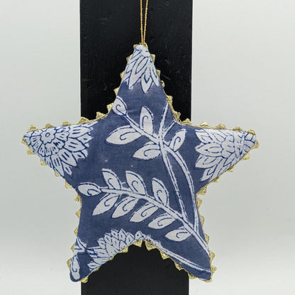 Gold Trimmed Cotton Star Ornaments