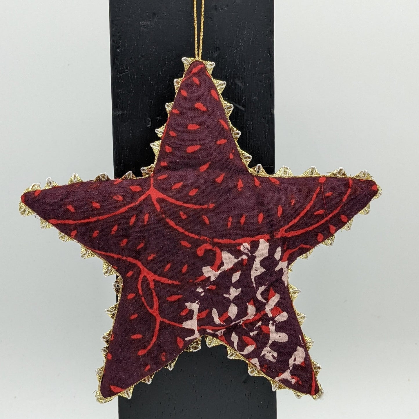 Gold Trimmed Cotton Star Ornaments