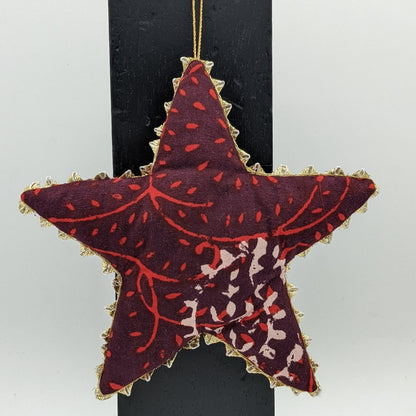Gold Trimmed Cotton Star Ornaments