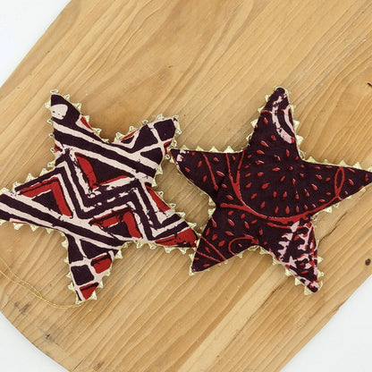Gold Trimmed Cotton Star Ornaments