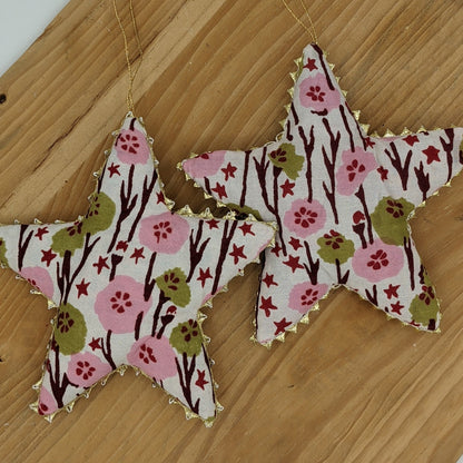 Gold Trimmed Cotton Star Ornaments