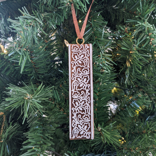 Hand Carved Lace Wooden Block Ornament