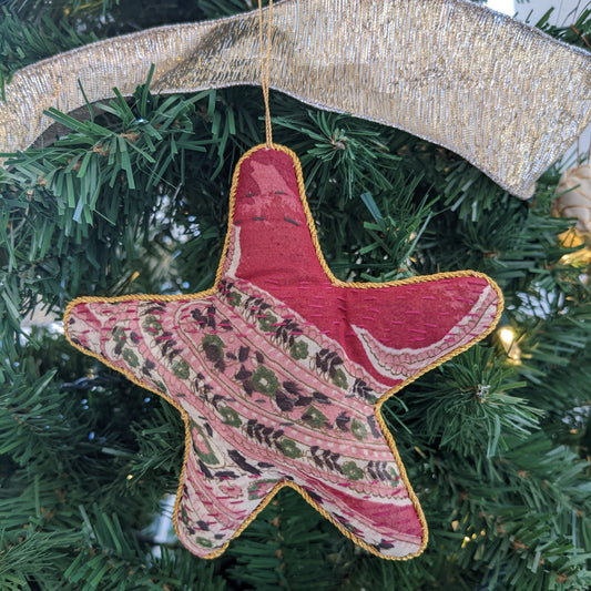Upcycled Saree Star Ornaments