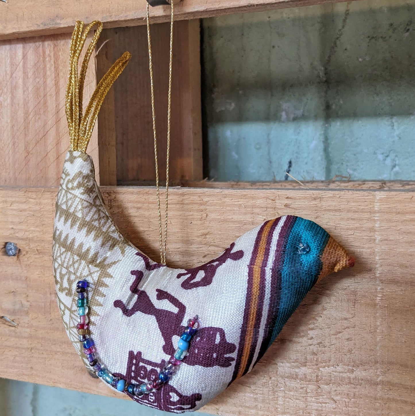 Upcycled Sari Bird Ornaments