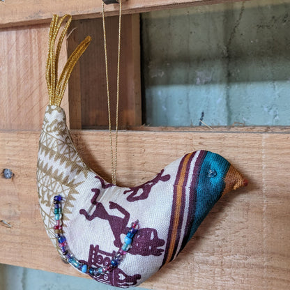 Upcycled Sari Bird Ornaments