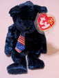 America the Bear - Ty Beanie Baby (Blue, 2002, Plush Toy, Stuffed Animal, MWMT, Vintage, Retired)