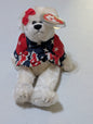 America the Bear - Ty Beanie Baby (White, Red, Blue, 2002, Plush Toy, MWMT, Stuffed Animal, Vintage, Retired, Plushie)
