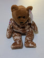 Hero (UK) the Bear - Ty Beanie Baby (Desert Camouflage, 2003, Plush Toy, MWMT, Stuffed Animal, Vintage, Retired, Plushie)