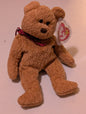 Curly the Bear - Ty Beanie Baby (Brown, 1996, Plush Toy, MWMT, Stuffed Animal, Vintage, Retired, Plushie)