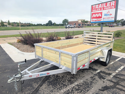 Silver Ox 6x12 Single Axle Woody 3 Board Woodside Aluminum Utility Trailer w Bi-Fold Ramp