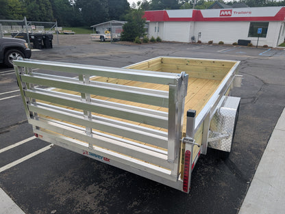 Silver Ox 6x12 Single Axle Woody 3 Board Woodside Aluminum Utility Trailer w Bi-Fold Ramp