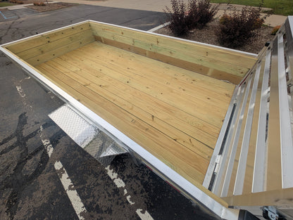 Silver Ox 6x12 Single Axle Woody 3 Board Woodside Aluminum Utility Trailer w Bi-Fold Ramp