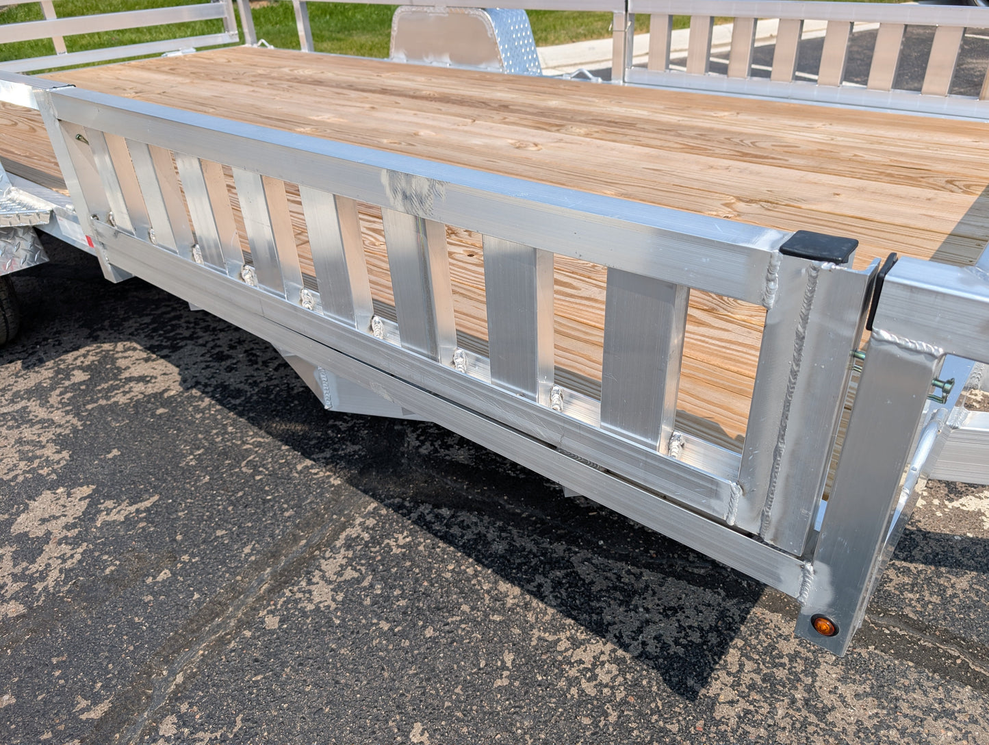 Silver Ox 7x14 Single Axle Aluminum Utility Trailer with Side Loading Ramps and Folding Gate