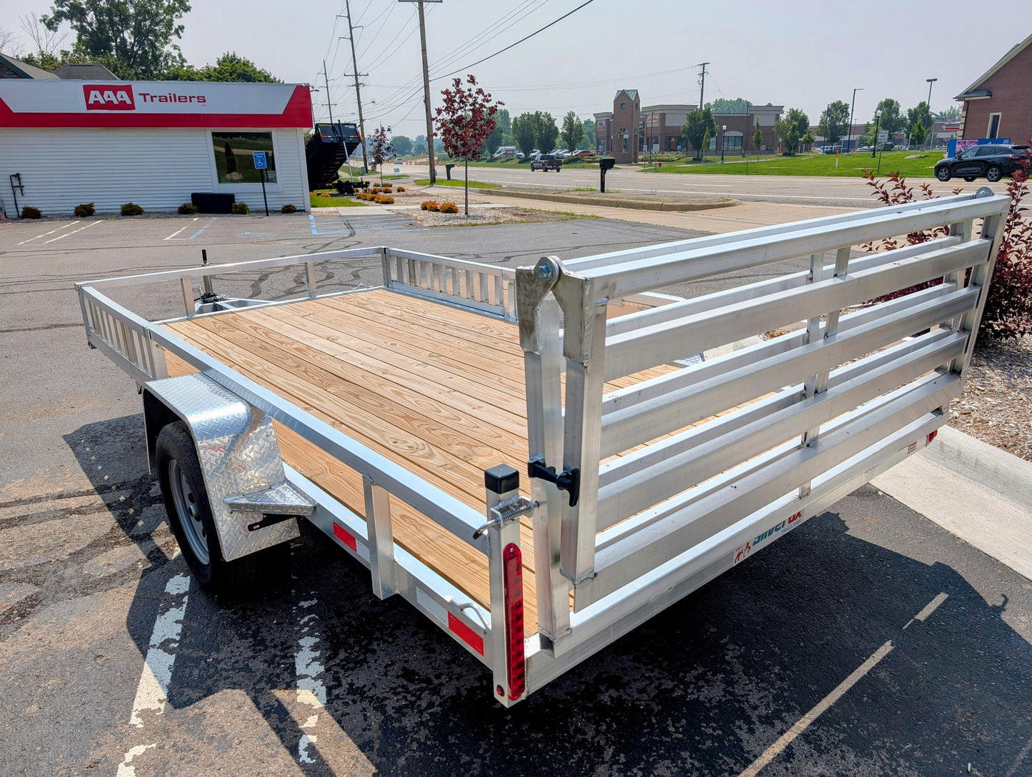 Silver Ox 7x14 Single Axle Aluminum Utility Trailer with Side Loading Ramps and Folding Gate