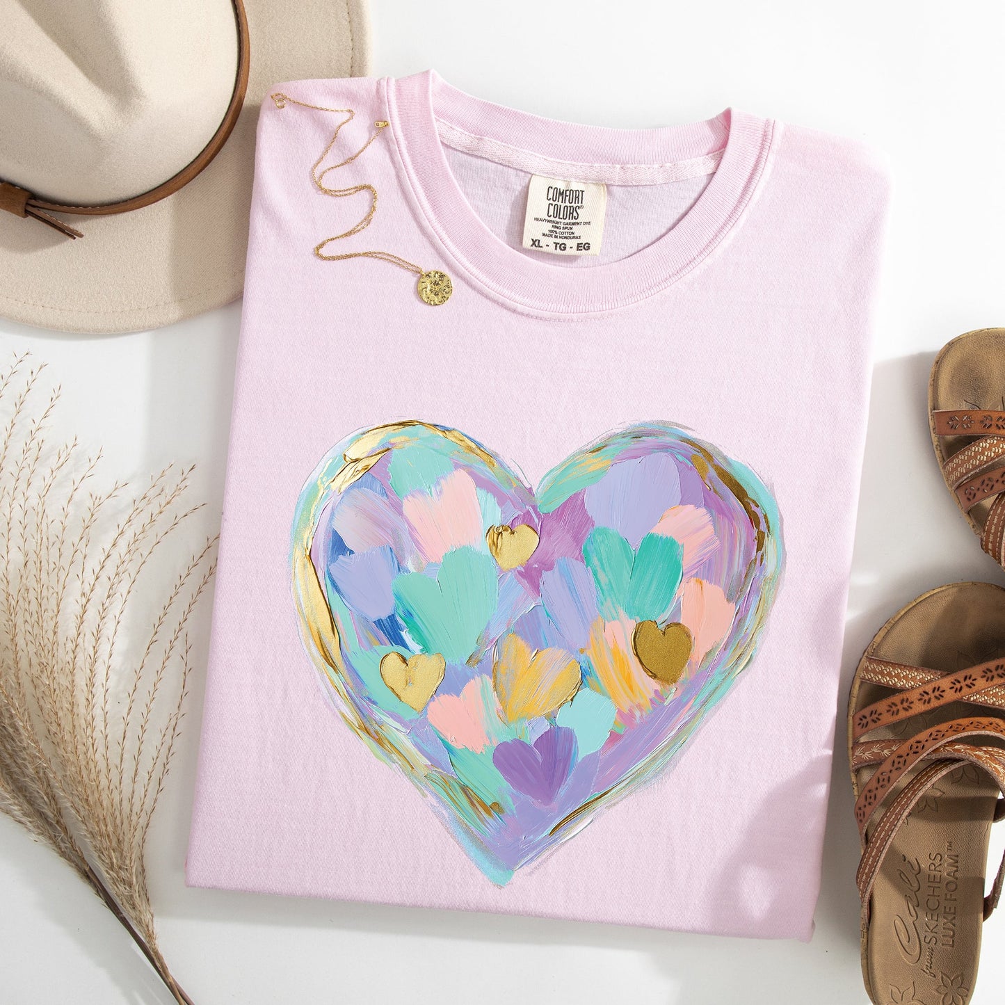 Painted Heart, Pastels, Easter, Bunny, Jesus, Rabbit, Holiday Tshirt Comfort Colors T-Shirt