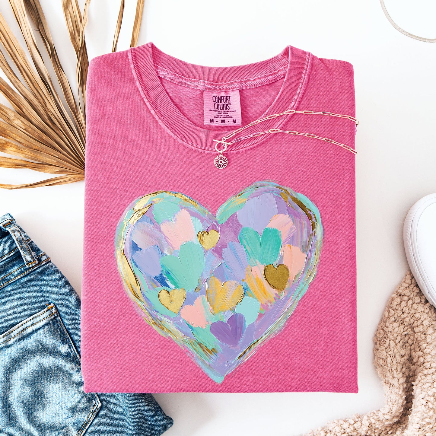 Painted Heart, Pastels, Easter, Bunny, Jesus, Rabbit, Holiday Tshirt Comfort Colors T-Shirt