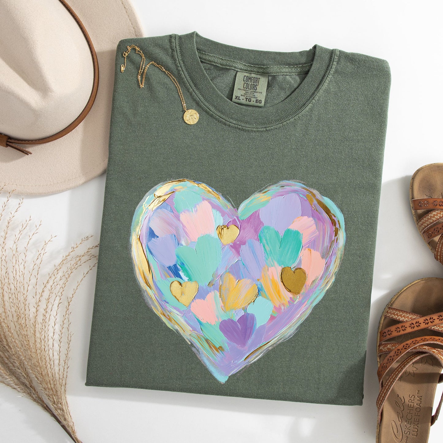 Painted Heart, Pastels, Easter, Bunny, Jesus, Rabbit, Holiday Tshirt Comfort Colors T-Shirt