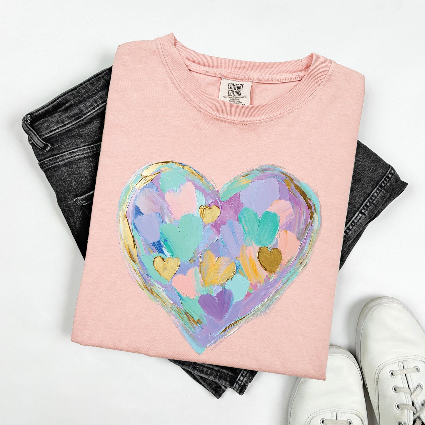 Painted Heart, Pastels, Easter, Bunny, Jesus, Rabbit, Holiday Tshirt Comfort Colors T-Shirt
