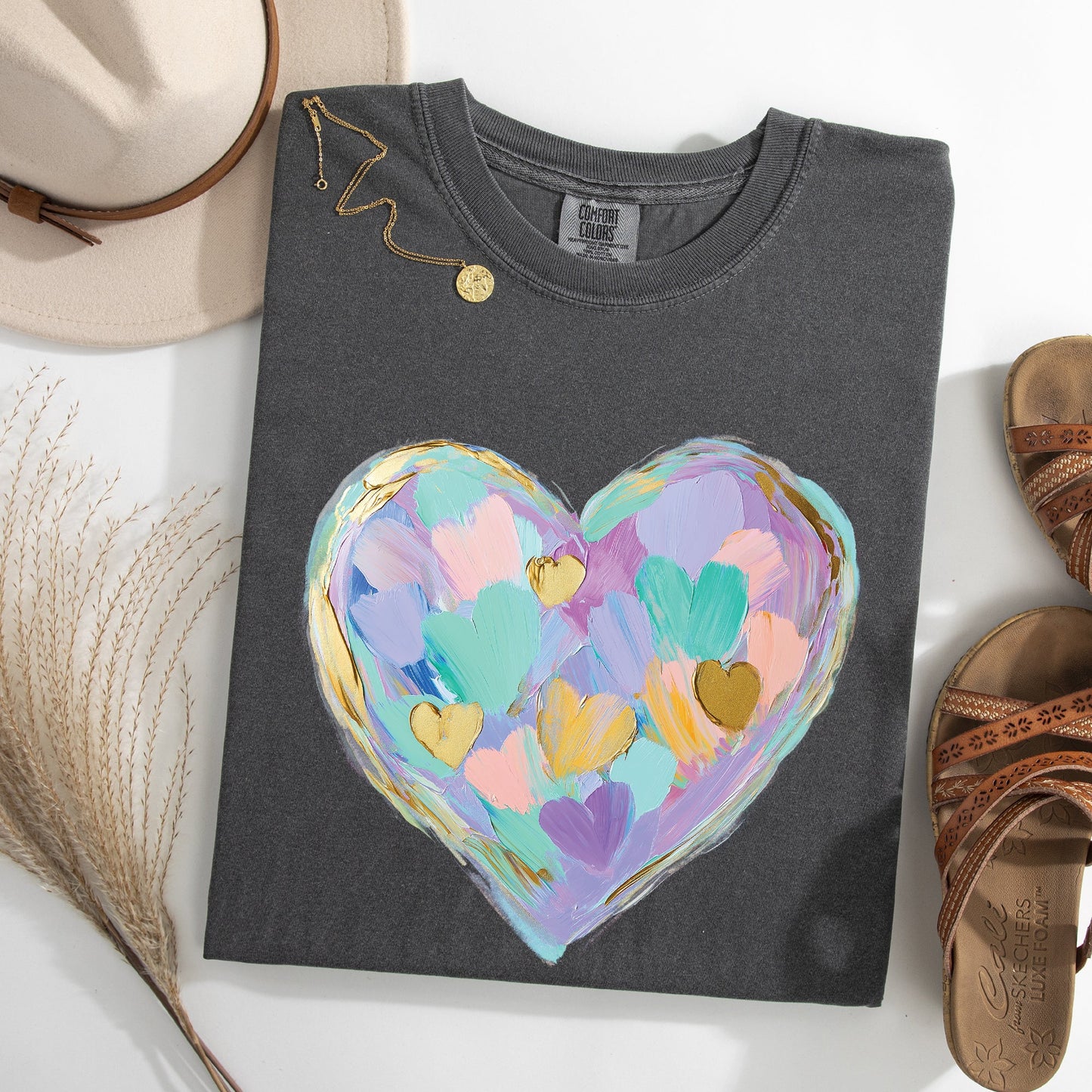 Painted Heart, Pastels, Easter, Bunny, Jesus, Rabbit, Holiday Tshirt Comfort Colors T-Shirt