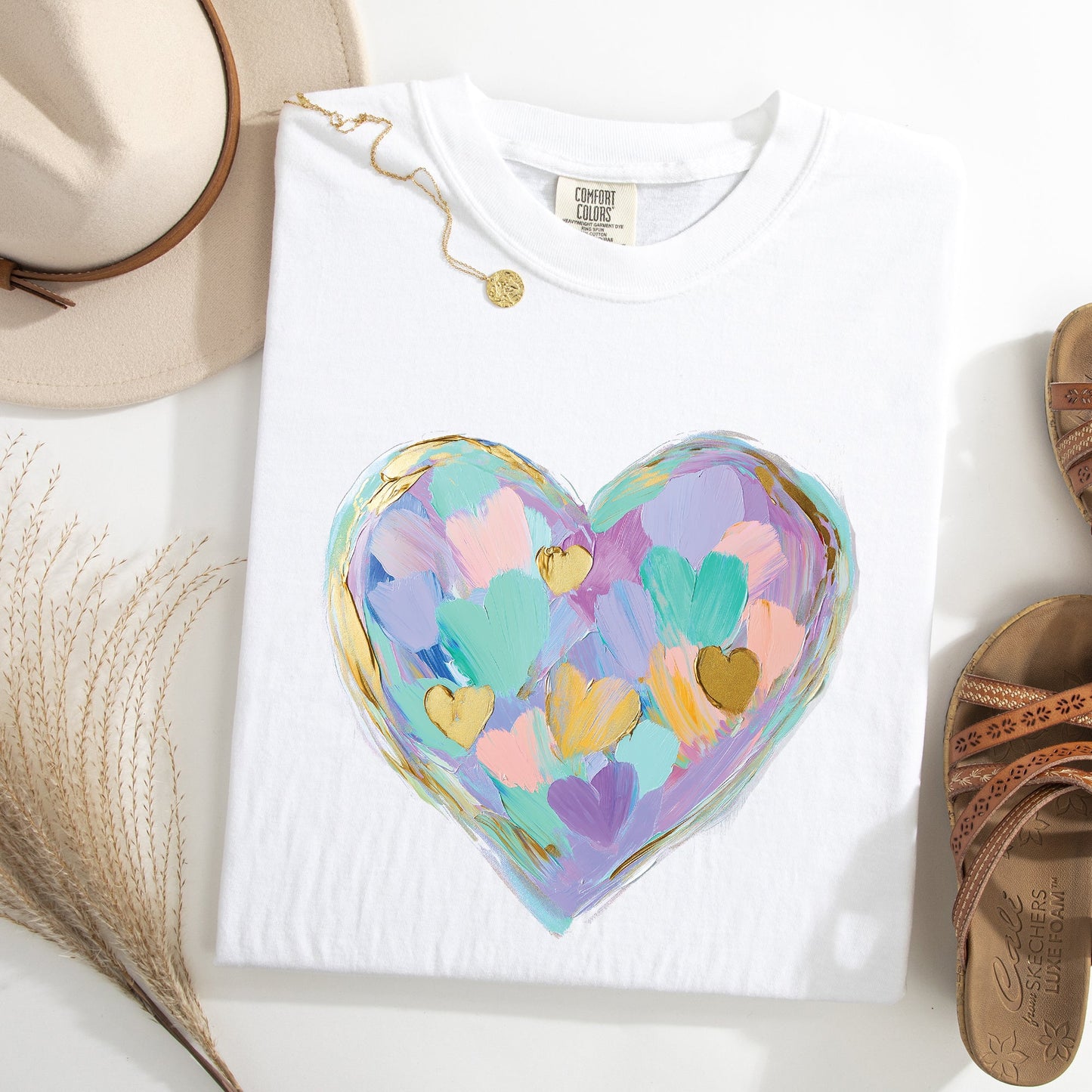 Painted Heart, Pastels, Easter, Bunny, Jesus, Rabbit, Holiday Tshirt Comfort Colors T-Shirt
