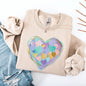 Painted Heart, Pastels, Easter, Bunny, Jesus, Rabbit, Holiday Sweatshirt