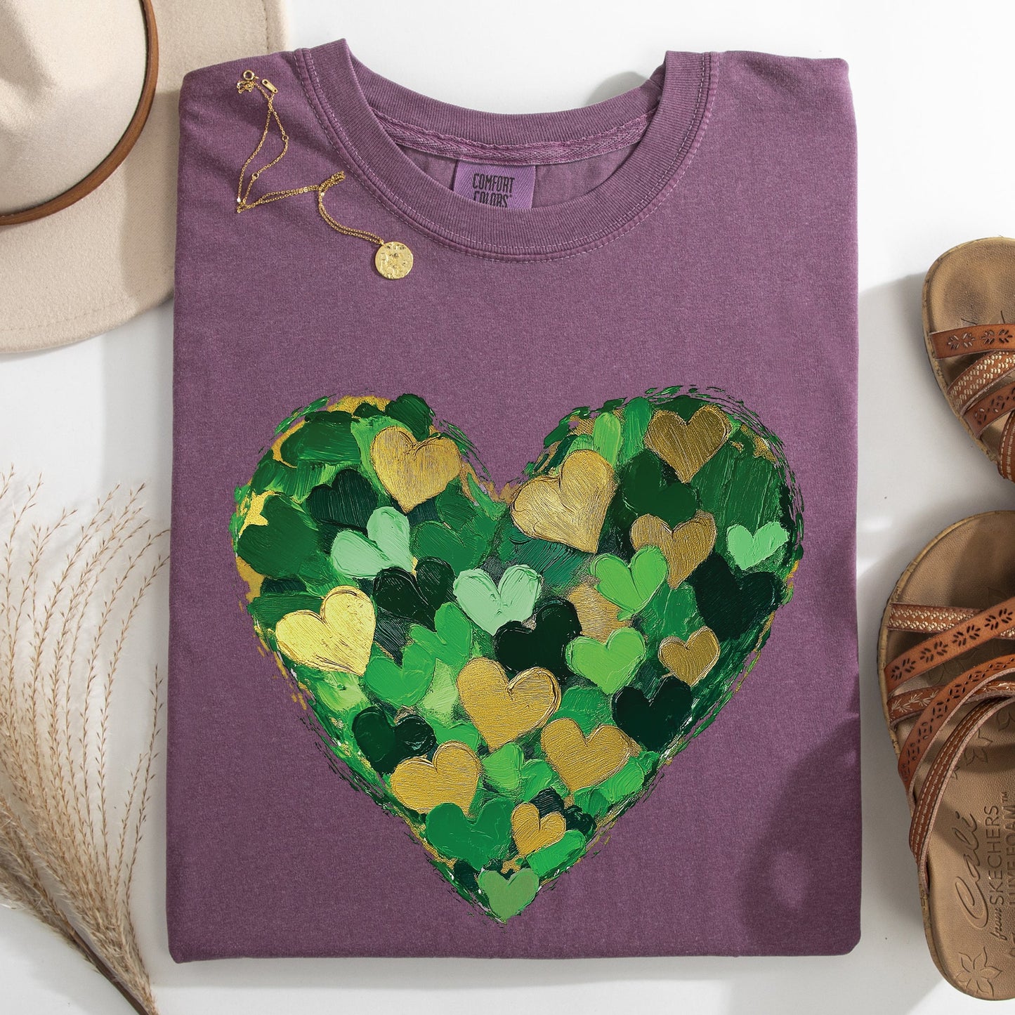 Painted Hearts, St Patrick's Day, Shamrock, Clover, Lucky, Leprechaun Tshirt Comfort Colors T-Shirt
