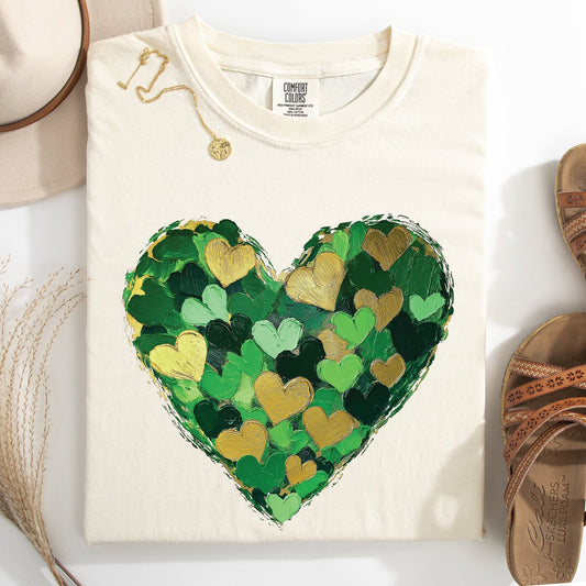 Painted Hearts, St Patrick's Day, Shamrock, Clover, Lucky, Leprechaun Tshirt Comfort Colors T-Shirt