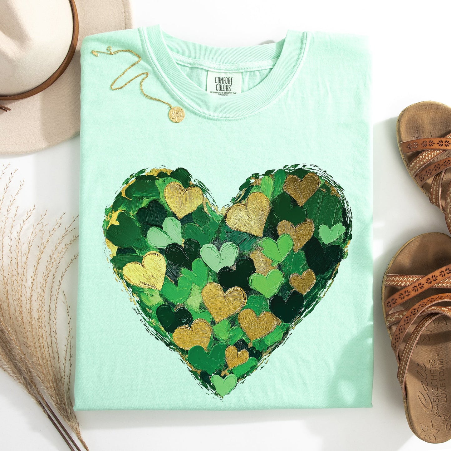 Painted Hearts, St Patrick's Day, Shamrock, Clover, Lucky, Leprechaun Tshirt Comfort Colors T-Shirt