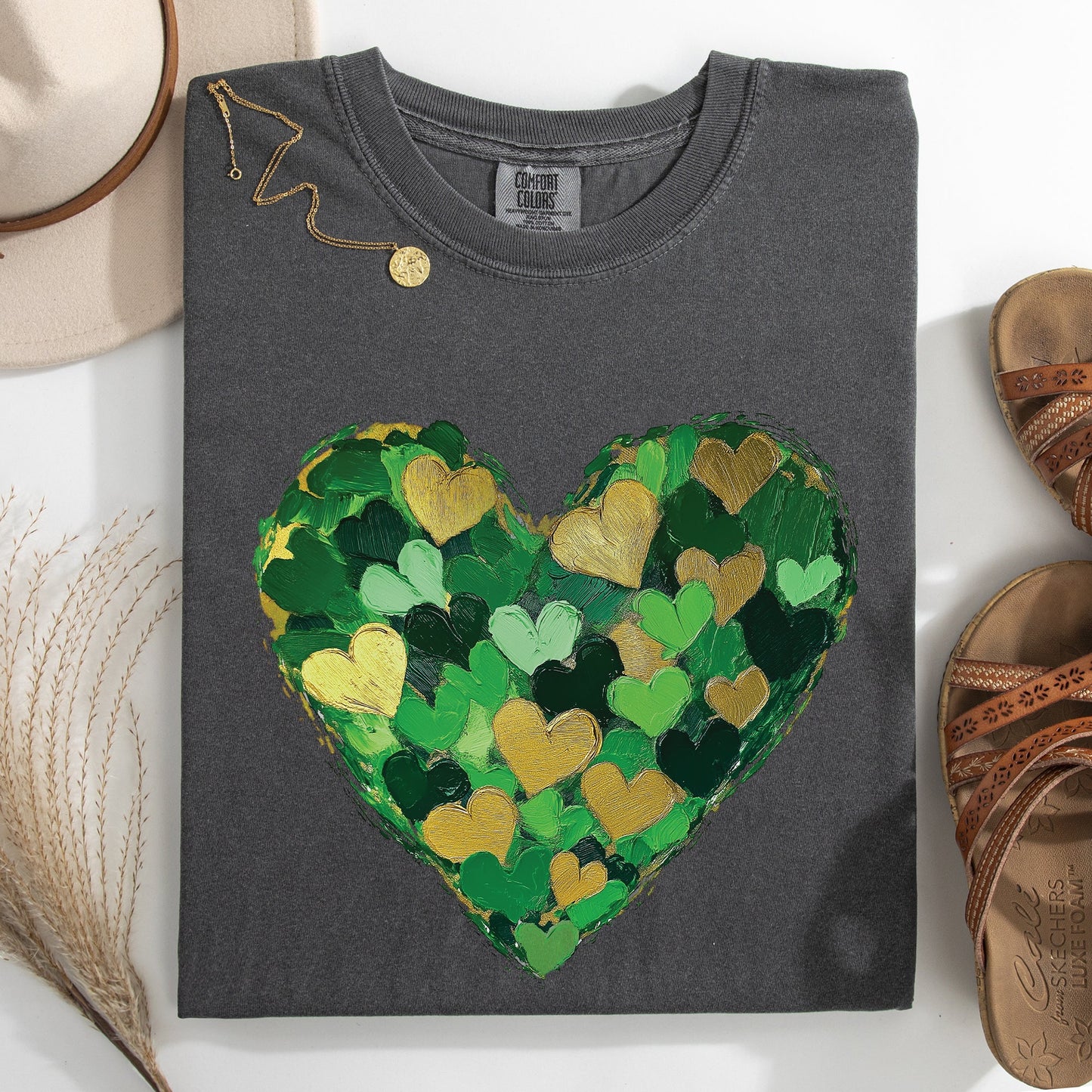 Painted Hearts, St Patrick's Day, Shamrock, Clover, Lucky, Leprechaun Tshirt Comfort Colors T-Shirt