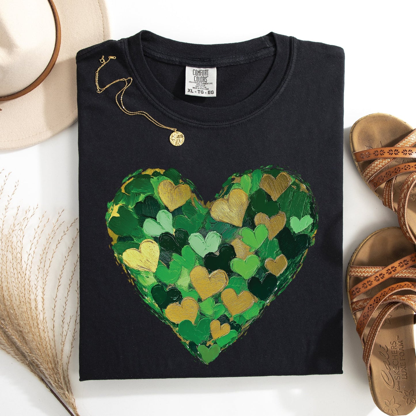 Painted Hearts, St Patrick's Day, Shamrock, Clover, Lucky, Leprechaun Tshirt Comfort Colors T-Shirt