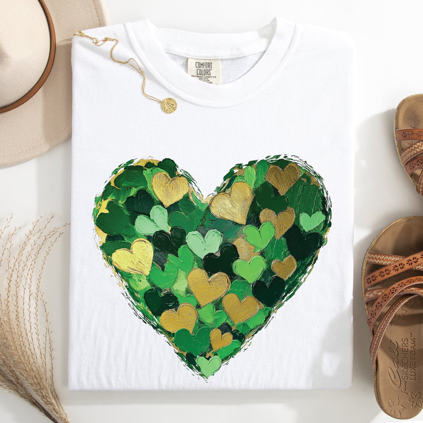 Painted Hearts, St Patrick's Day, Shamrock, Clover, Lucky, Leprechaun Tshirt Comfort Colors T-Shirt