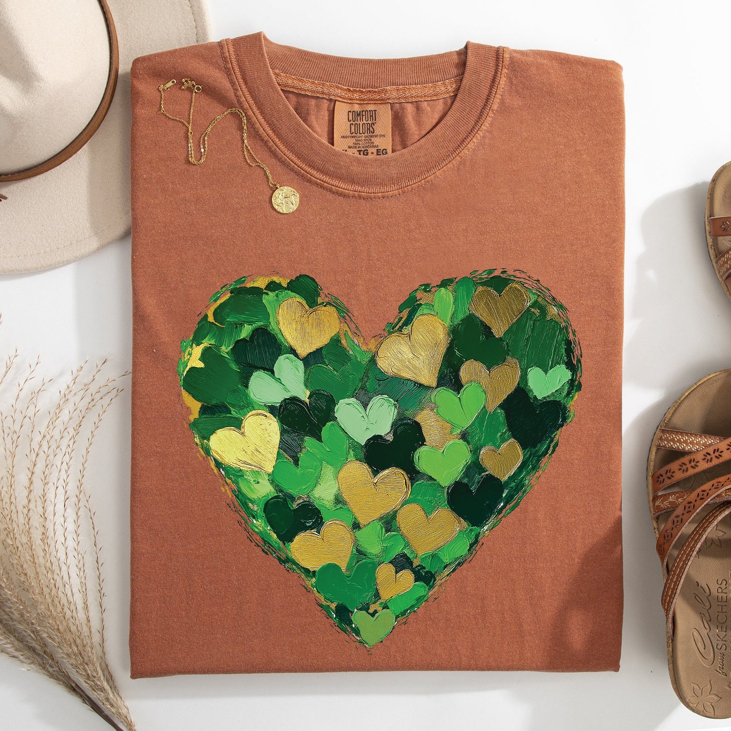 Painted Hearts, St Patrick's Day, Shamrock, Clover, Lucky, Leprechaun Tshirt Comfort Colors T-Shirt