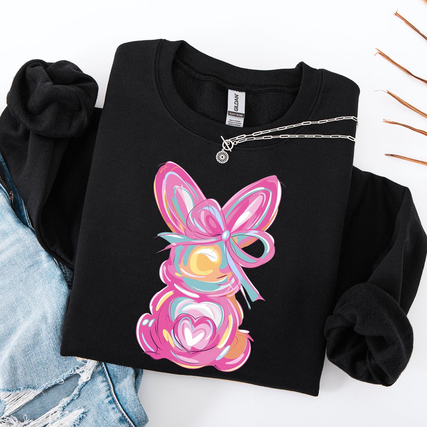 Painted Pastel Bunny, Easter, Bunny, Jesus, Rabbit, Holiday Sweatshirt