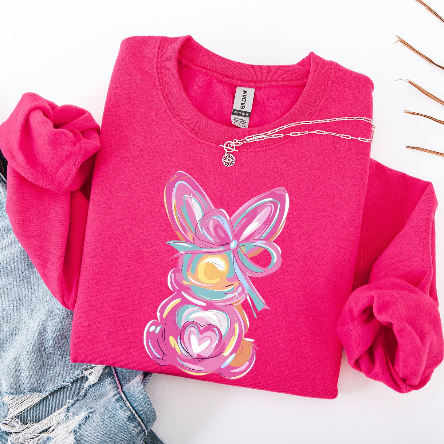 Painted Pastel Bunny, Easter, Bunny, Jesus, Rabbit, Holiday Sweatshirt