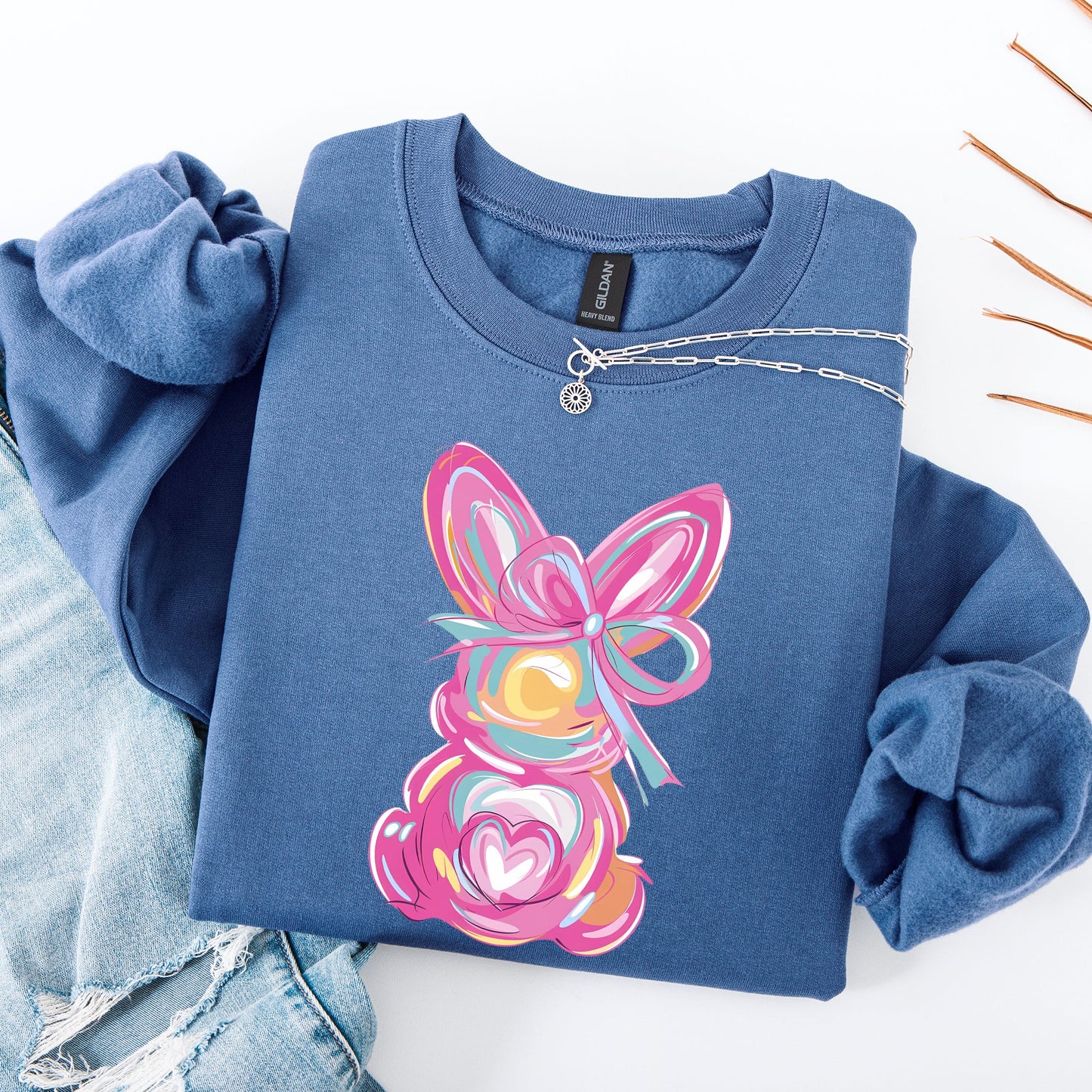 Painted Pastel Bunny, Easter, Bunny, Jesus, Rabbit, Holiday Sweatshirt