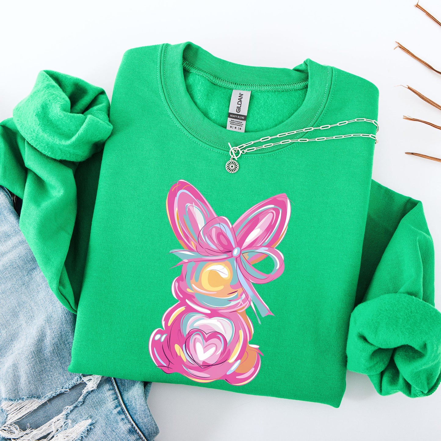 Painted Pastel Bunny, Easter, Bunny, Jesus, Rabbit, Holiday Sweatshirt