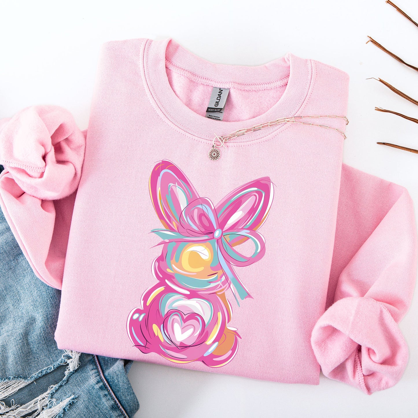 Painted Pastel Bunny, Easter, Bunny, Jesus, Rabbit, Holiday Sweatshirt