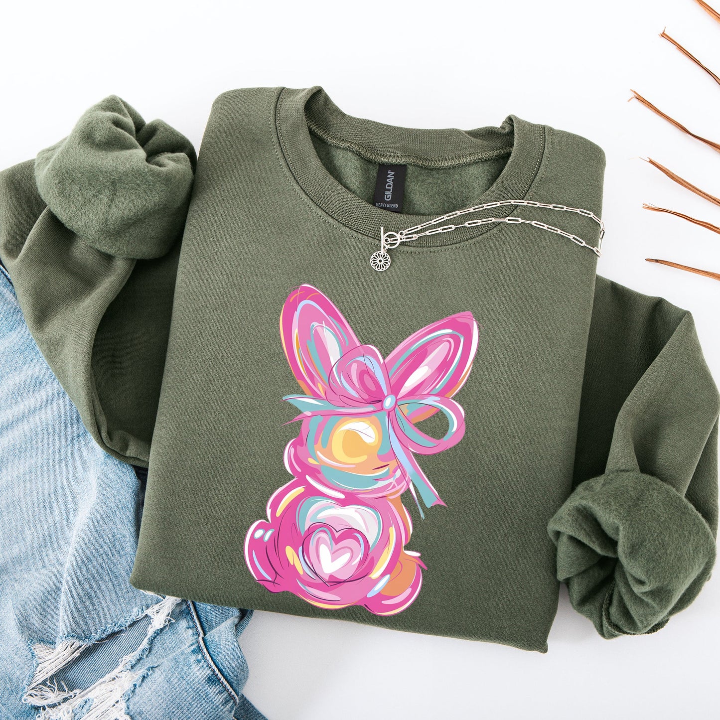 Painted Pastel Bunny, Easter, Bunny, Jesus, Rabbit, Holiday Sweatshirt