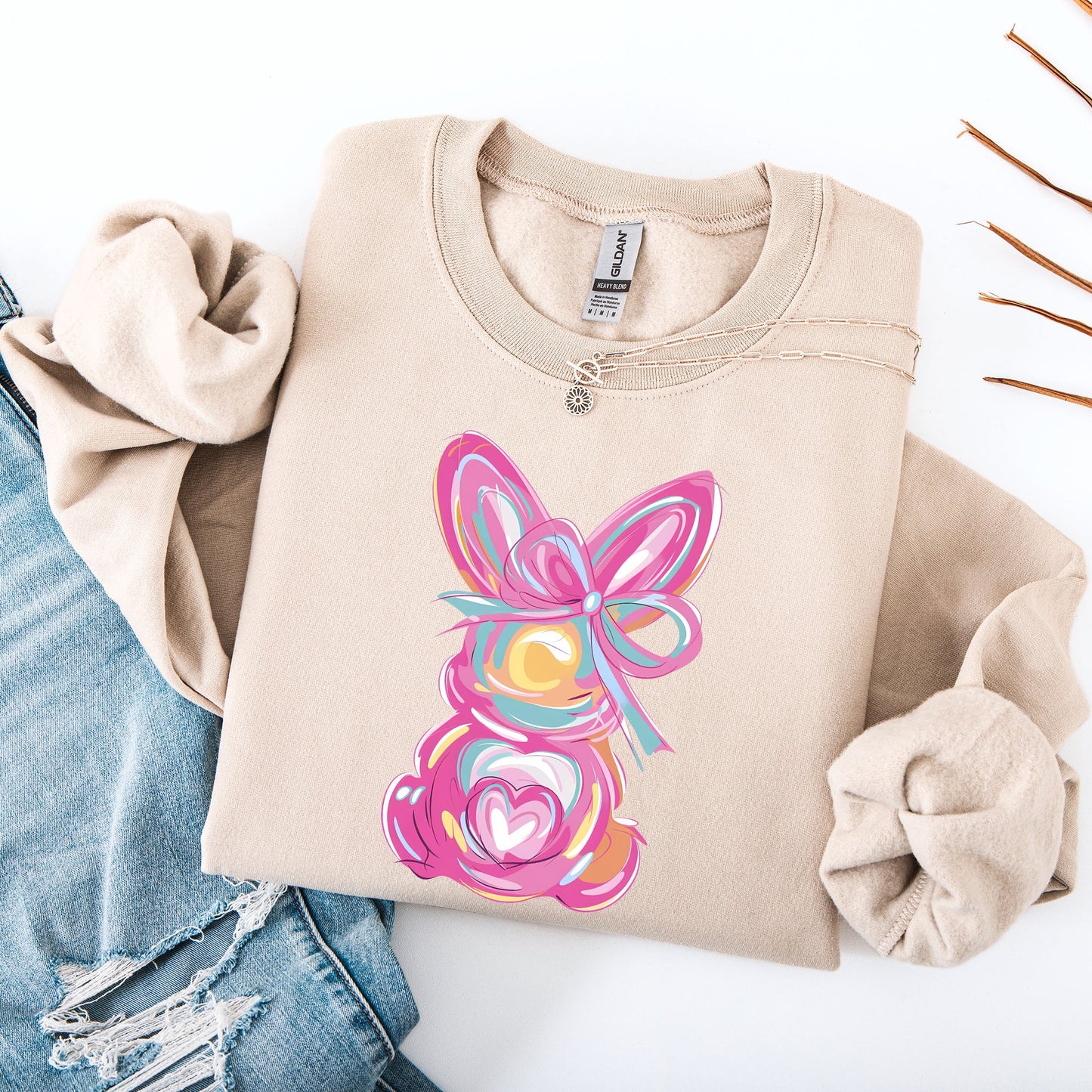 Painted Pastel Bunny, Easter, Bunny, Jesus, Rabbit, Holiday Sweatshirt