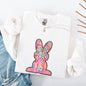 Painted, Colorful, Dalmatian Print, Easter, Bunny, Jesus, Rabbit, Holiday Sweatshirt